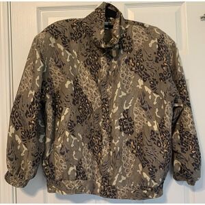 Vintage 80's coAco silk bomber jacket animal print fully lined medium